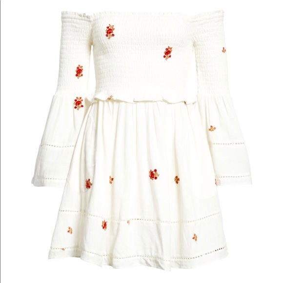 free people counting daisies embroidered off the shoulder dress Free People Counting Daisies Embroidered Off-The-Shoulder Dress